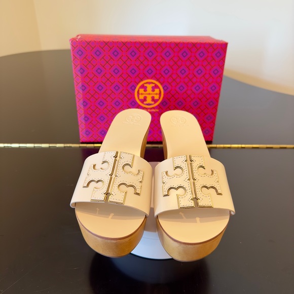 NWT authentic luxury summer spring beach Tory Burch Ines 80MM wedge slide/sandal - Picture 6 of 17